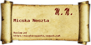Micska Neszta névjegykártya